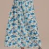 Elegant Floral Elastic Waist Tiered Midi Skirt -Saucony Store d2060103 1
