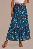 Teal Blue Floral Elastic Waist Ruffle Tiered Maxi Skirt 8 Teal Blue Floral Elastic Waist Ruffle Tiered Maxi Skirt - Image 6