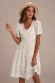 Floral Short Puff Sleeve V Neck Midi Dress 5 Floral Short Puff Sleeve V Neck Midi Dress - Image 3