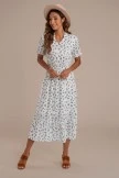 White Short Sleeve V Neck Rayon Floral Maxi Dress 6 White Short Sleeve V Neck Rayon Floral Maxi Dress - Image 4