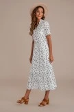 White Short Sleeve V Neck Rayon Floral Maxi Dress 8 White Short Sleeve V Neck Rayon Floral Maxi Dress - Image 6