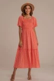 Red Short Sleeve Square Neck Spring/Summer Maxi Dress