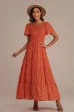 Rust Short Sleeve Round Neck Spring Summer Maxi Dress 3 Rust Short Sleeve Round Neck Spring Summer Maxi Dress
