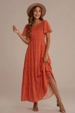 Rust Short Sleeve Round Neck Spring Summer Maxi Dress 6 Rust Short Sleeve Round Neck Spring Summer Maxi Dress - Image 4