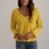 GoldenRod 3/4 Length Sleeve V Neck Blouse Top -Saucony Store dsc03953