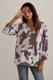 Brown Cow Print 3/4 Length Sleeve V Neck Soft Blouse Top 6 Brown Cow Print 3/4 Length Sleeve V Neck Soft Blouse Top - Image 4