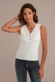 Saucony Store 5 White Sleeveless V Neck Buttons Tank