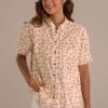 Floral High Neck Short Sleeve Button Top -Saucony Store dsc06559
