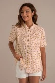 Floral High Neck Short Sleeve Button Top