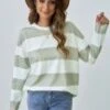 Green And White Casual Wide Stripe Blouse -Saucony Store dsc08269