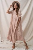 Saucony Store 13 Floral Loose Ruffle Adorable Short Sleeve Round Neck Maxi Dress