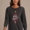 Christmas Print Round Neck Long Sleeve Sweatshirt -Saucony Store plxmas060901 1
