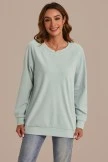 Green Long Sleeve Round Neck Pullover