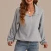 Grey Half Zip Drawstring Collared Sweatshirt -Saucony Store t3072701 1
