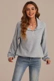 Grey Half Zip Drawstring Collared Sweatshirt